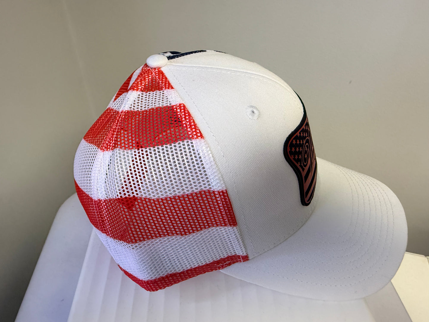 America Since 1776 Leather Patch Hat – Patriotic Trucker Cap | Red White Blue USA Flag Design