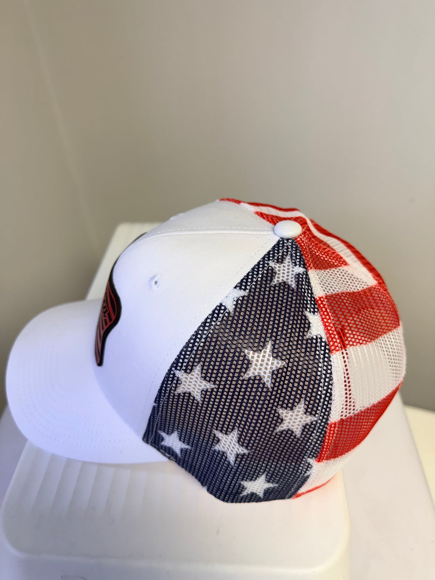 America Since 1776 Leather Patch Hat – Patriotic Trucker Cap | Red White Blue USA Flag Design
