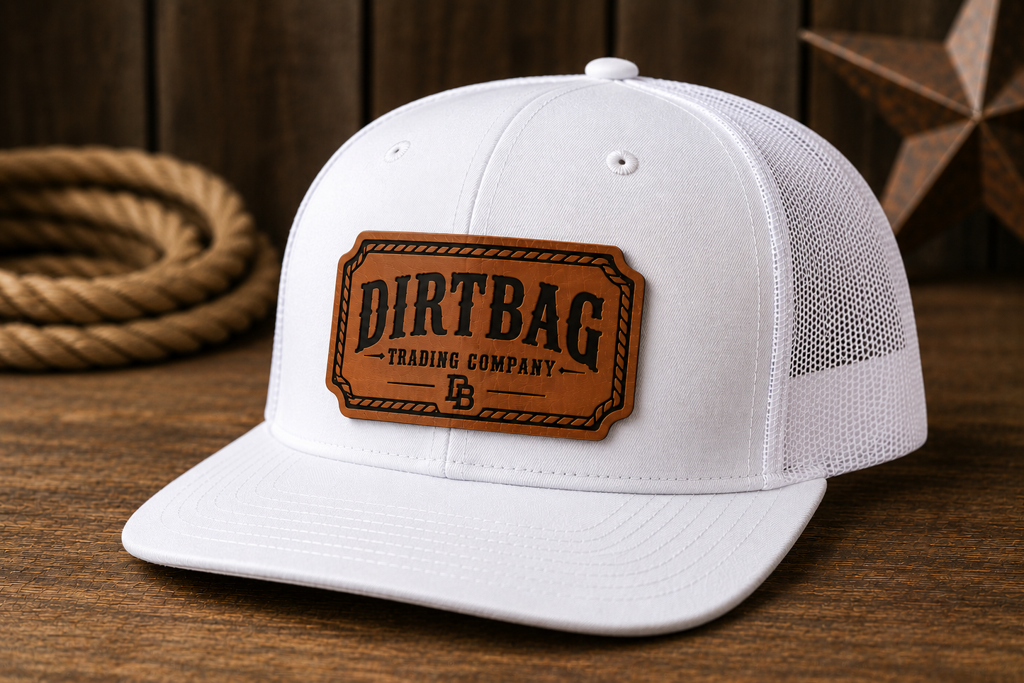 DIRTBAG Trading Company Leather Patch Trucker Hat