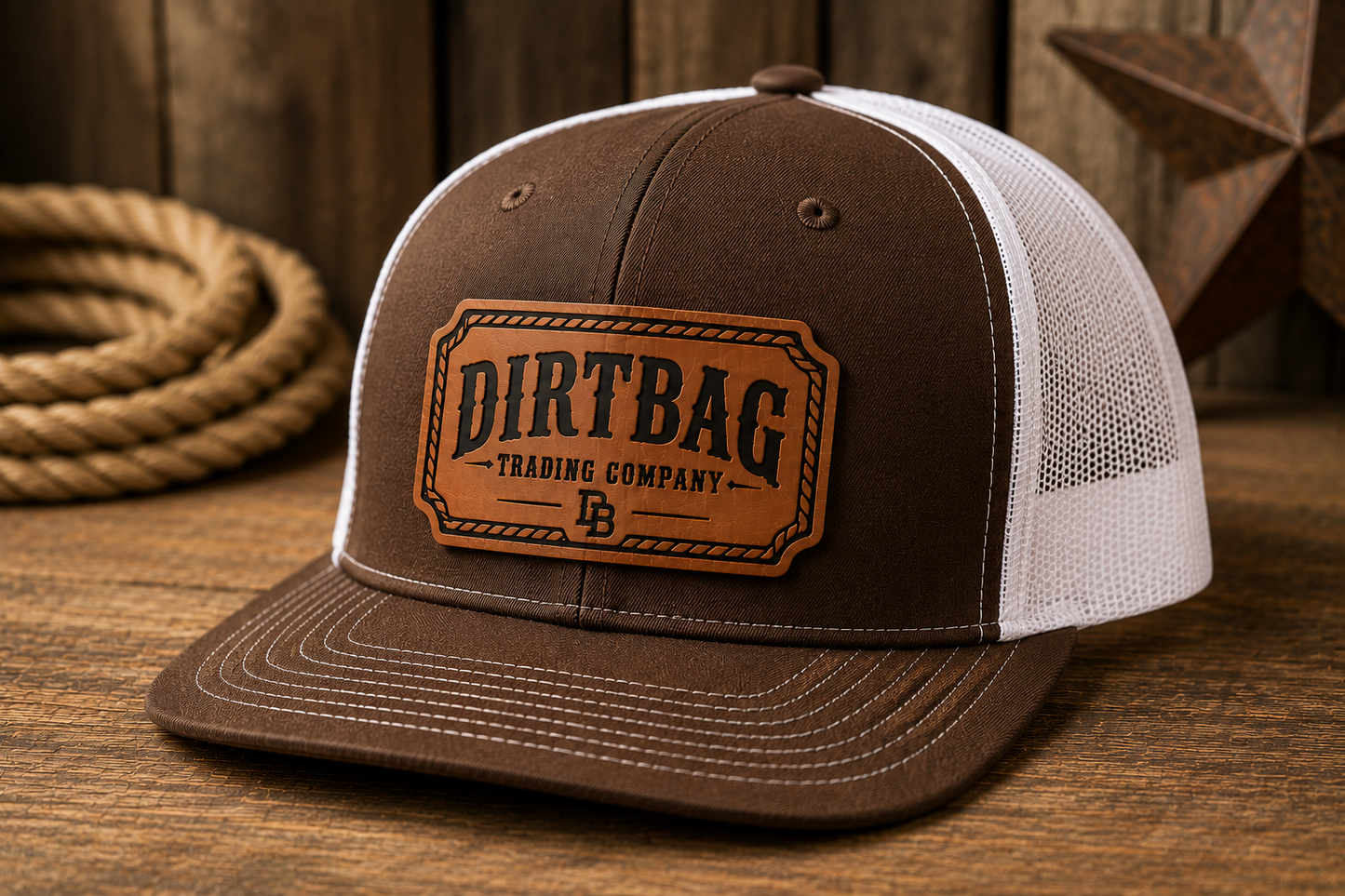 DIRTBAG Trading Company Leather Patch Trucker Hat