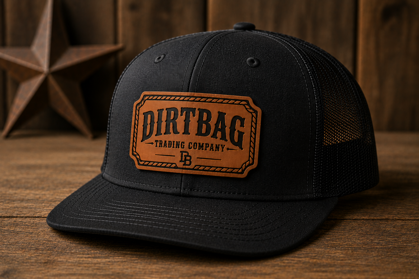 DIRTBAG Trading Company Leather Patch Trucker Hat
