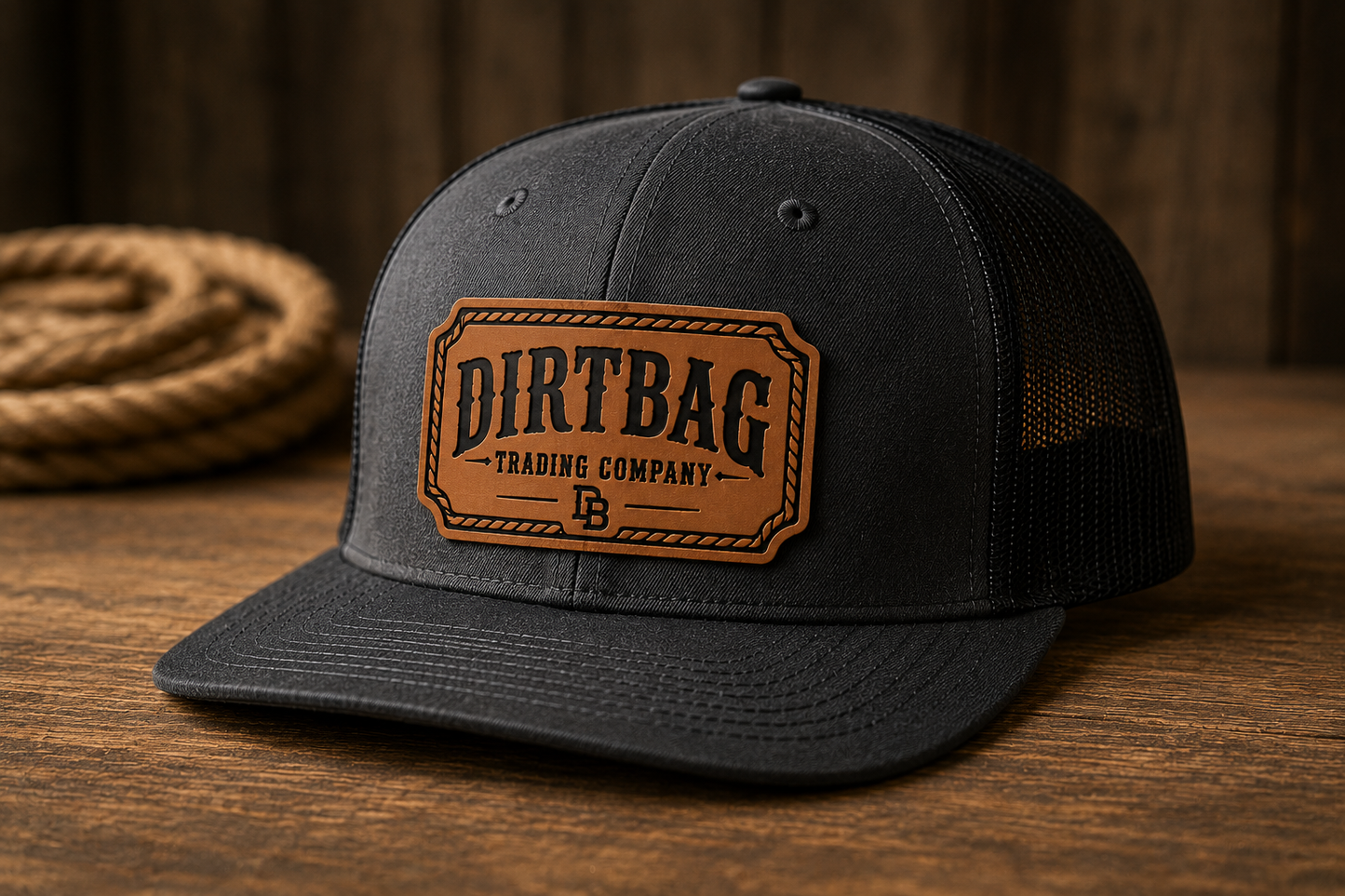 DIRTBAG Trading Company Leather Patch Trucker Hat